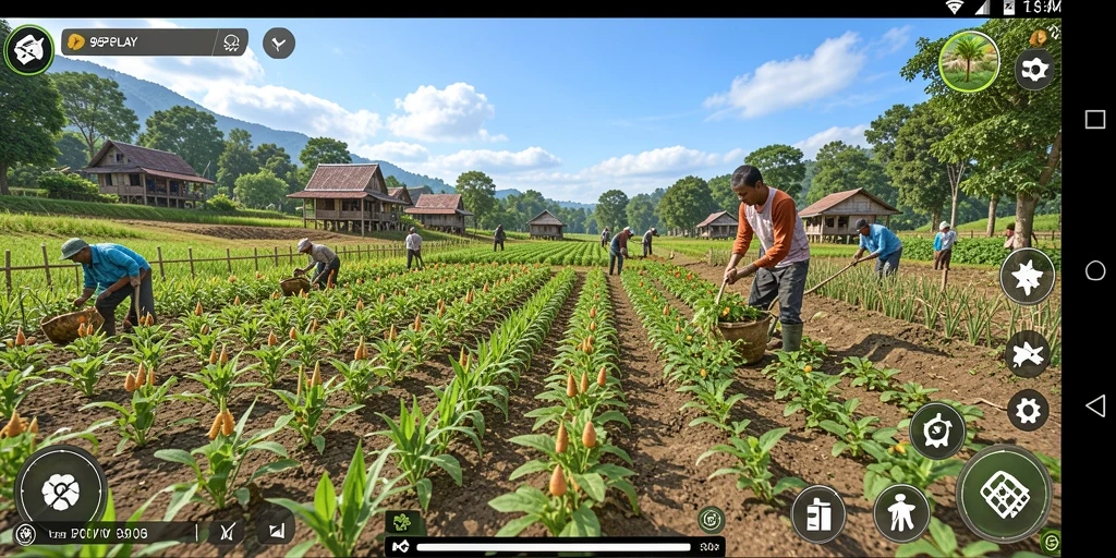 Screenshot gameplay 95PGPLAY menampilkan aktivitas bertani yang menarik.