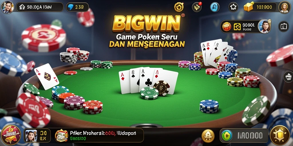 Tampilan utama BIGWIN dengan gameplay Poker yang seru dan mendebarkan.