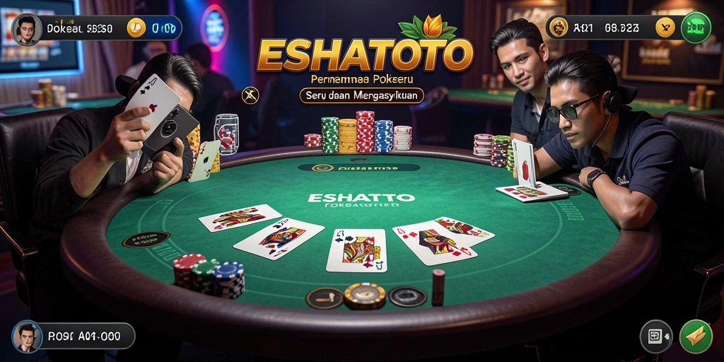 Screenshot ESHATOTO menunjukkan pemain yang menikmati permainan Poker yang intens.