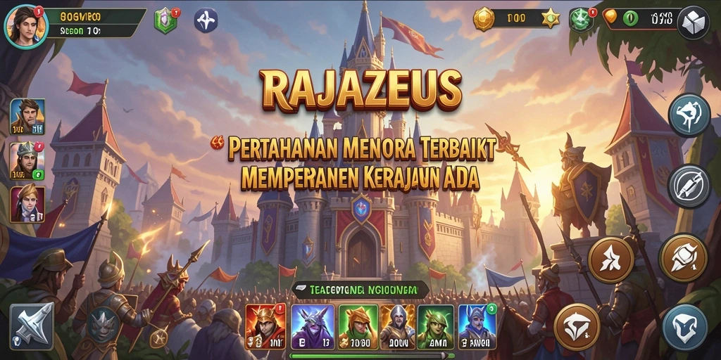 Screenshot gameplay RAJAZEUS menampilkan aksi Tower Defense yang mendebarkan.